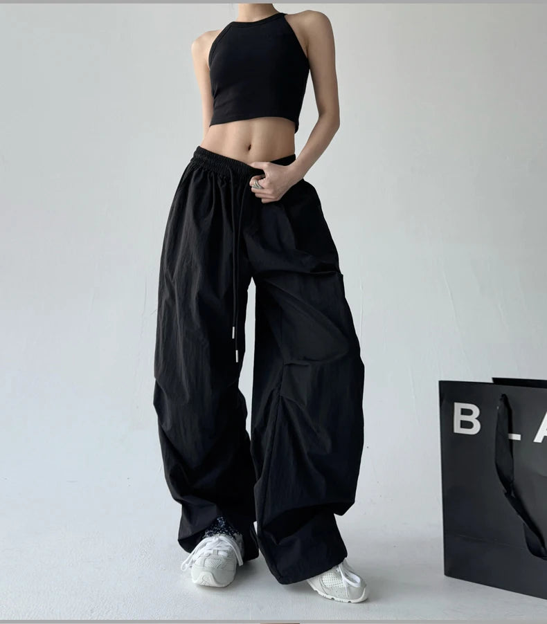Traf American Retro Hot Girl Work Pants Loose Street Dance Hip-hop Trend Woman Clothing Korean Popular Clothes Women's