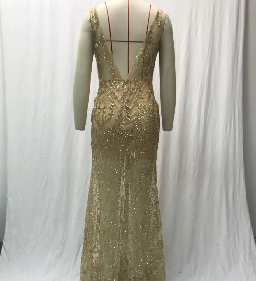 Summer New Sleeveless Sexy V-neck Sequined Solid Color Slim Fit Dress For Women (Real Photo)