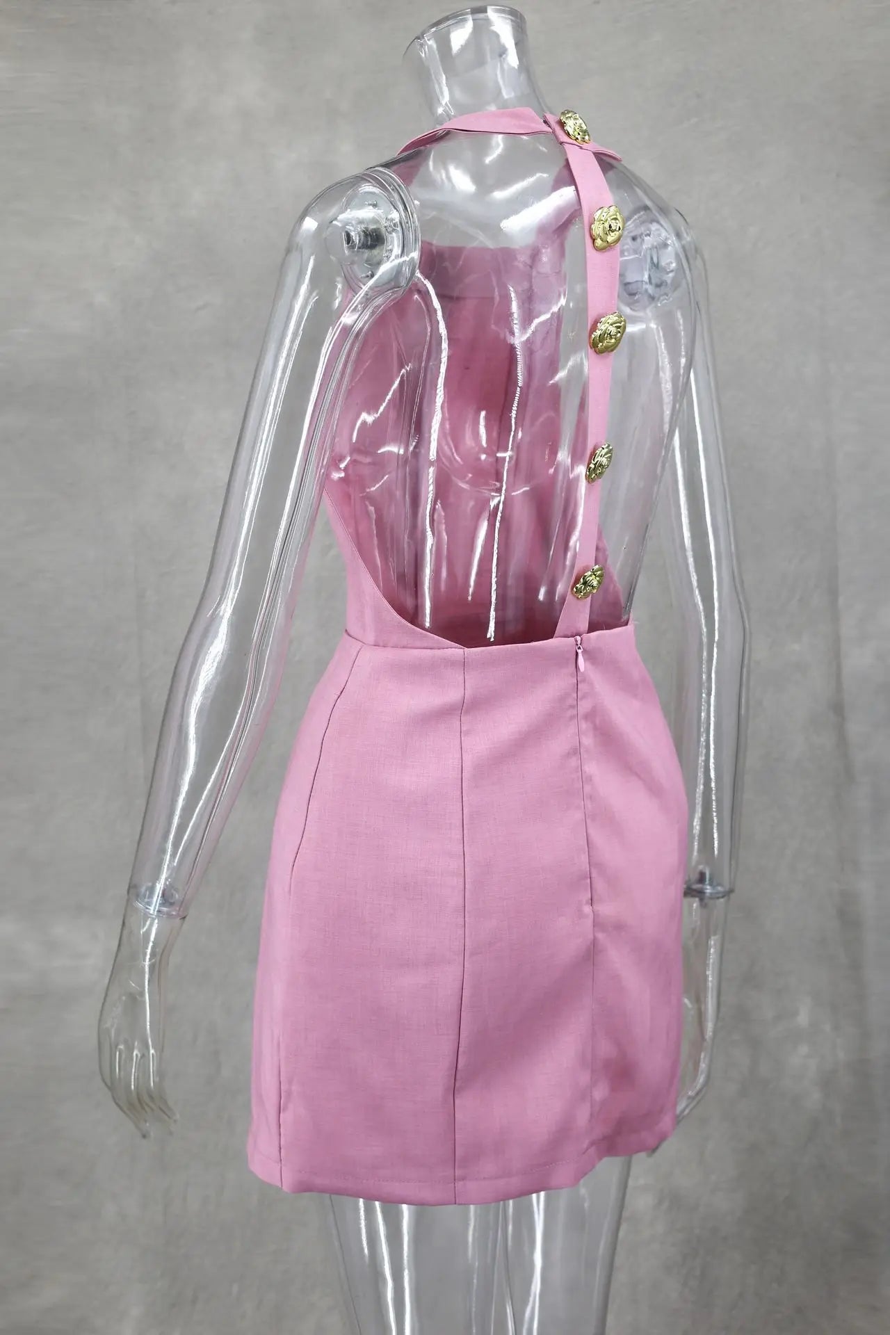 Sexy Cut Out Rose Button Halter Mini Dress Women Fashion Sleeveless Backless Party Dresses 2025 Summer Elegant Female Vestidos