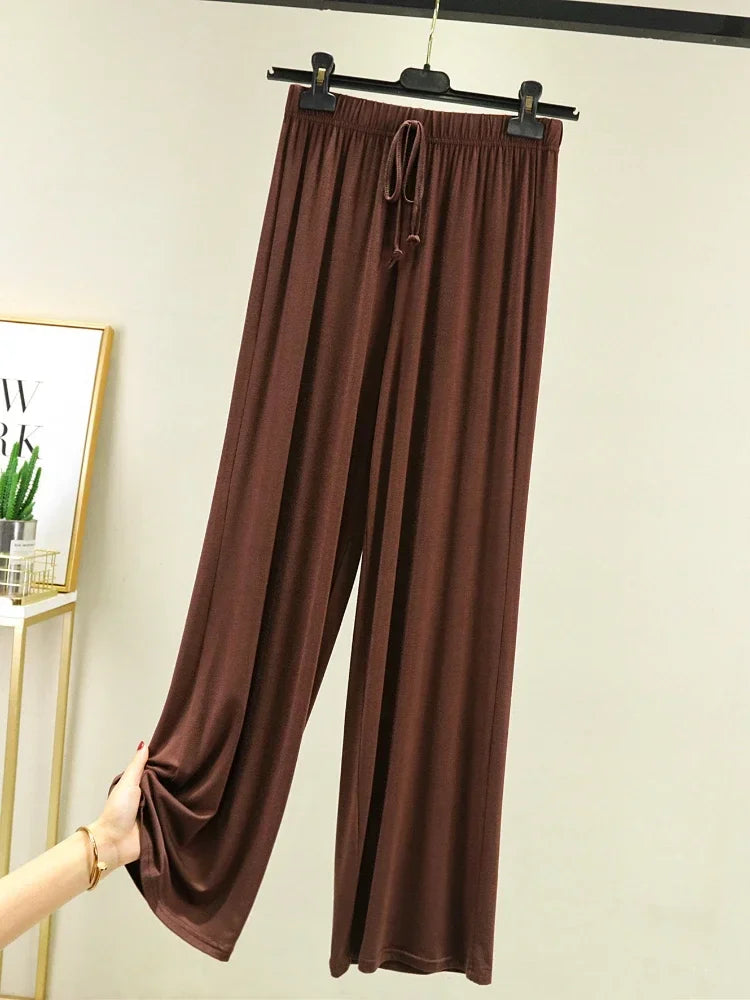 New Spring Summer Modal Women Pants Loose Casual Wide Leg Pants for Women Bottoms Korean Fashion Beige Streetwear Women Clothes