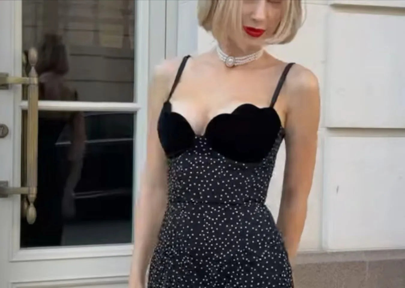 VEITCHE 2025 Summer Female Sexy Sleeveless Suspenders Polka Black Dot Print Long Dress Women Party Straps A-Line Vestidos