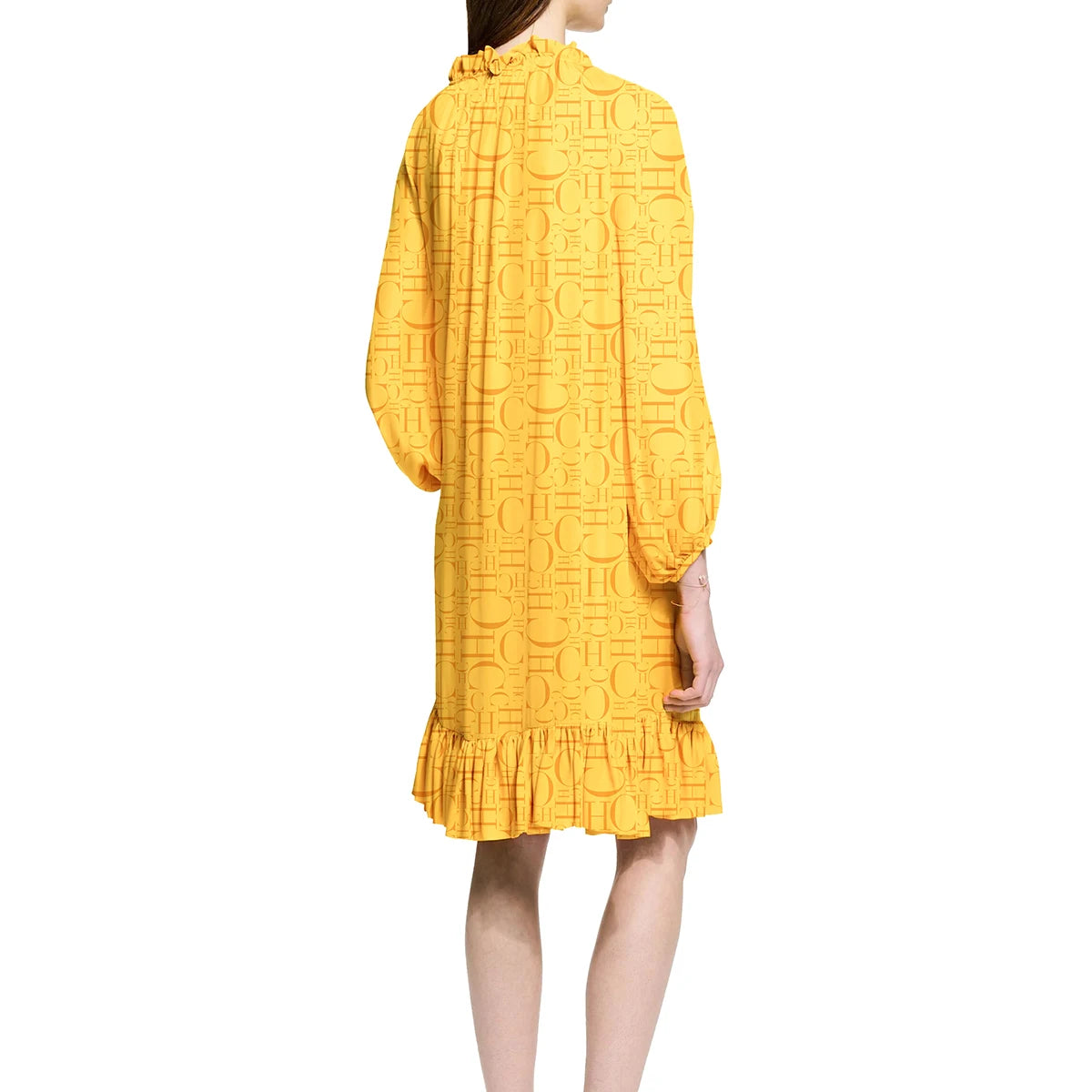 Chch Women's Dress 2025 Spring New Light Yellow Printed Long Sleeve Dress Loose Edition Dress