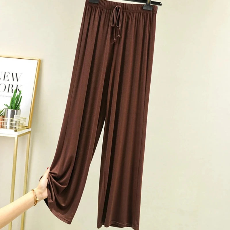 New Spring Summer Modal Women Pants Loose Casual Wide Leg Pants for Women Bottoms Korean Fashion Beige Streetwear Women Clothes