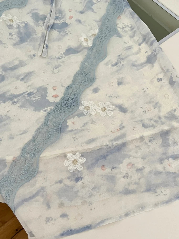 2025 Fairy Print Midi Dress Women Fashion Elegant Vacation Floral Spaghetti Strap Dresses Summer Korean Sexy Bodycon Vestidos