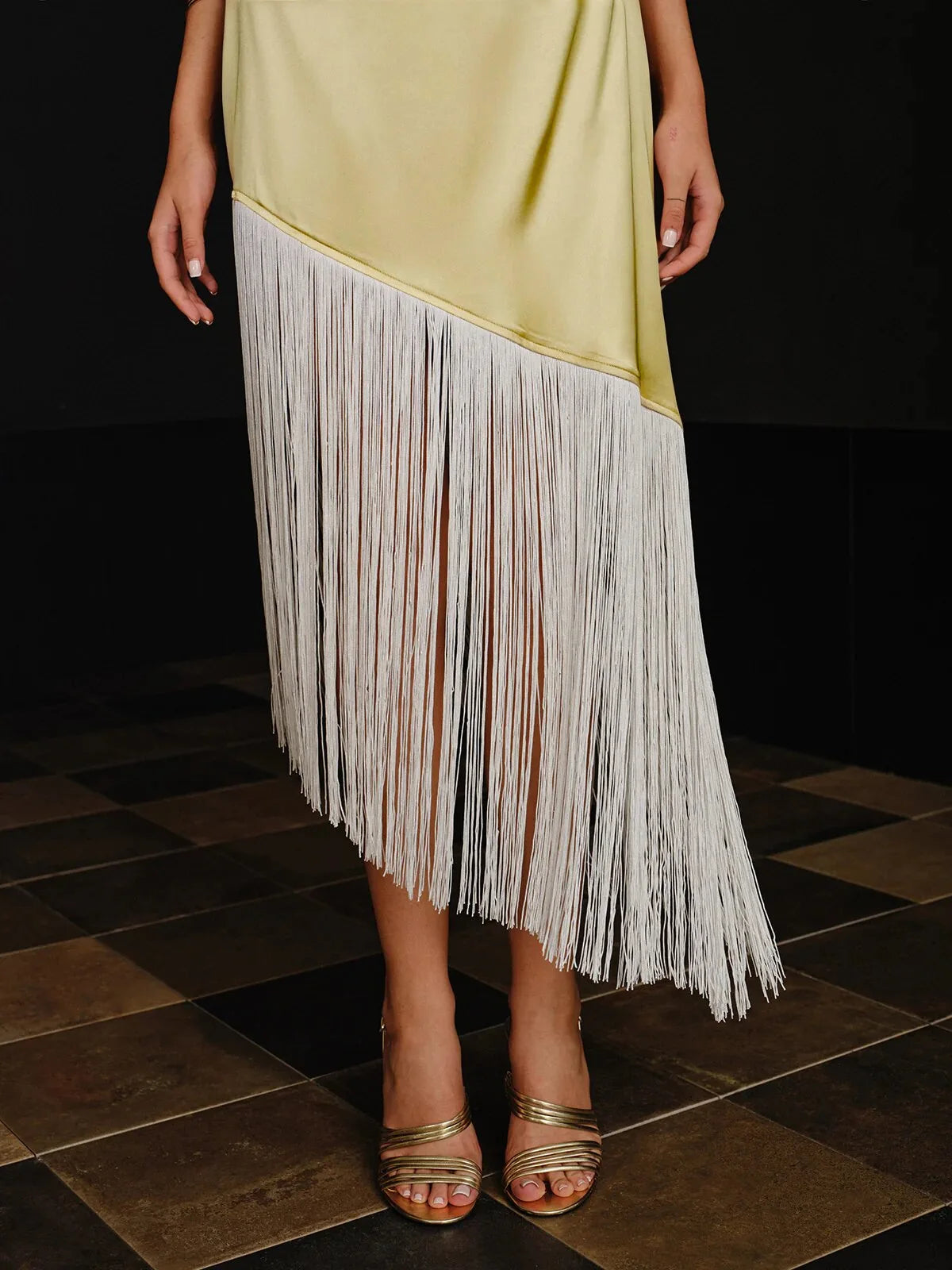 Spring Summer Fashion Elegant Women Temperament Long Dress Tassel Patchwork Backless Long Dress Off Shoulder Satin Party Dress