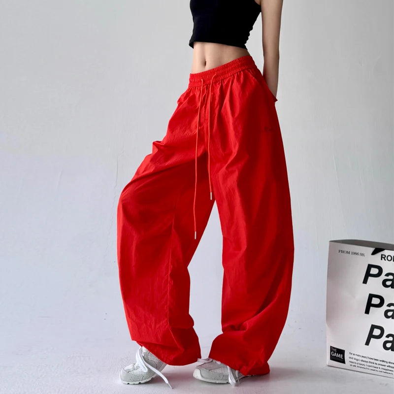 Traf American Retro Hot Girl Work Pants Loose Street Dance Hip-hop Trend Woman Clothing Korean Popular Clothes Women's