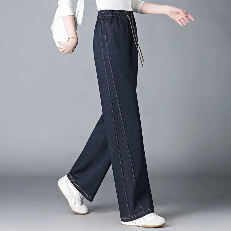 New Korean Casual And Fashion High Waisted Wide Leg Pants Women'S In Spring And Autumn Loose And Versatile Straight Leg Trousers