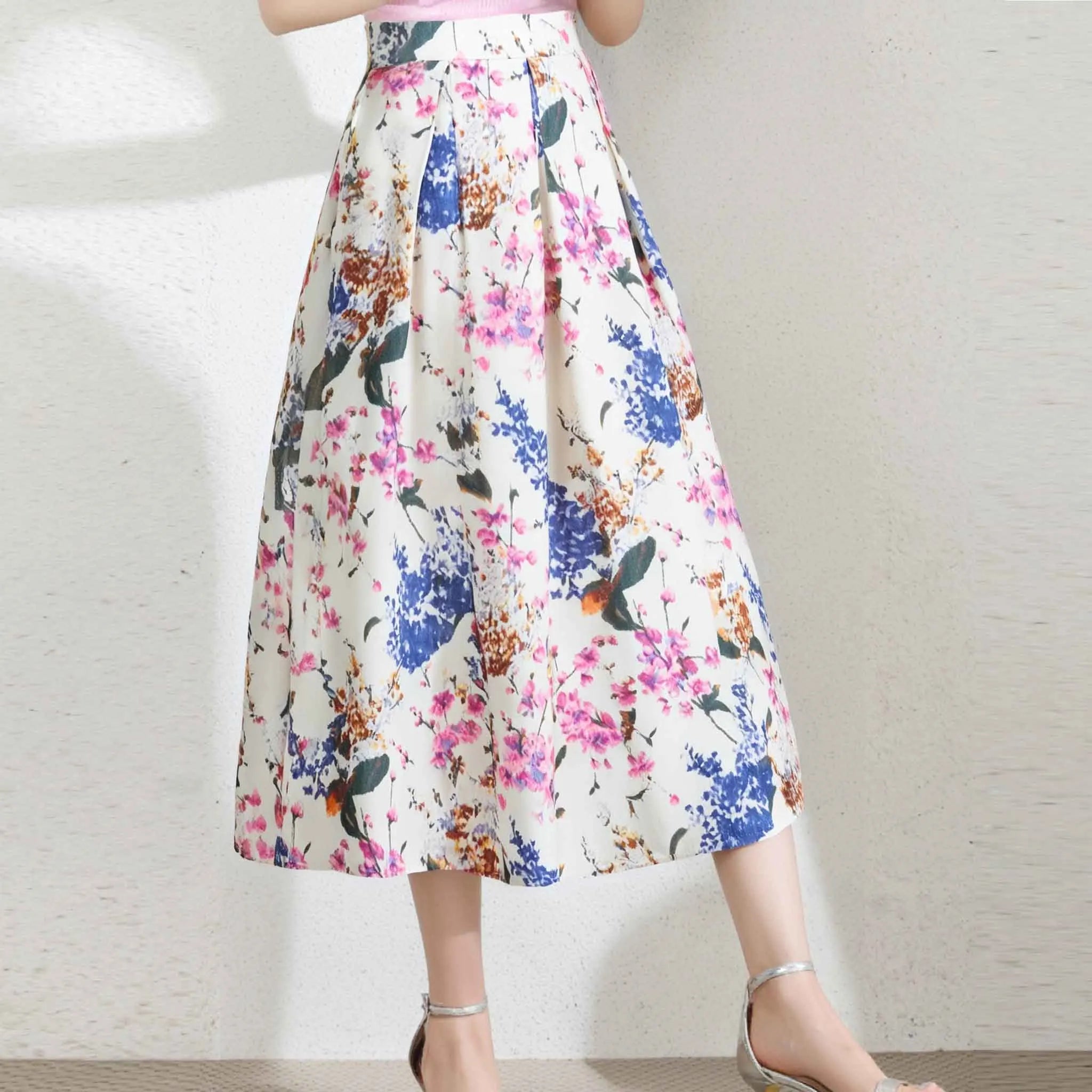 CHCH Women's Half Skirt 2025 New Flower Printed Long Skirt for Women's Commuting