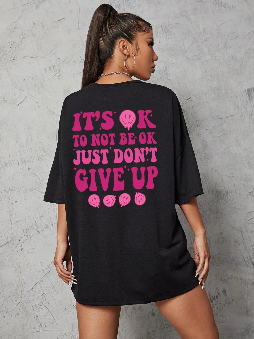 It'S Ok To Not Be Ok Just Don'T Give Upfemale Tshirt Breathable Summer T Shirt Casual Fashion Tee Top Basic Daily Tshirts Women