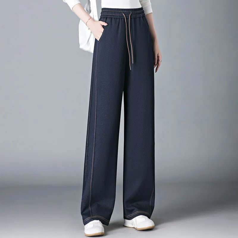 New Korean Casual And Fashion High Waisted Wide Leg Pants Women'S In Spring And Autumn Loose And Versatile Straight Leg Trousers