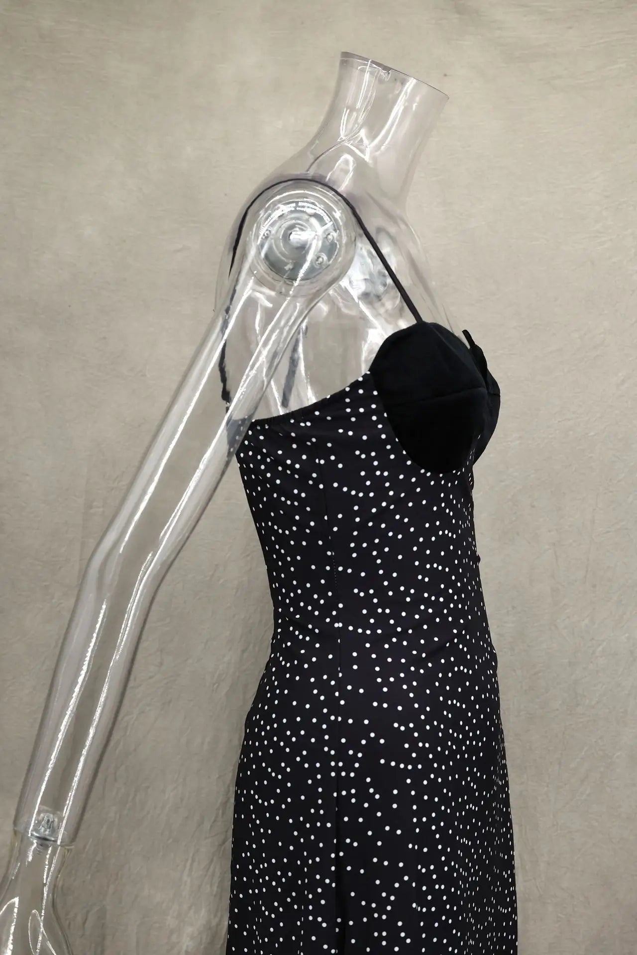 VEITCHE 2025 Summer Female Sexy Sleeveless Suspenders Polka Black Dot Print Long Dress Women Party Straps A-Line Vestidos