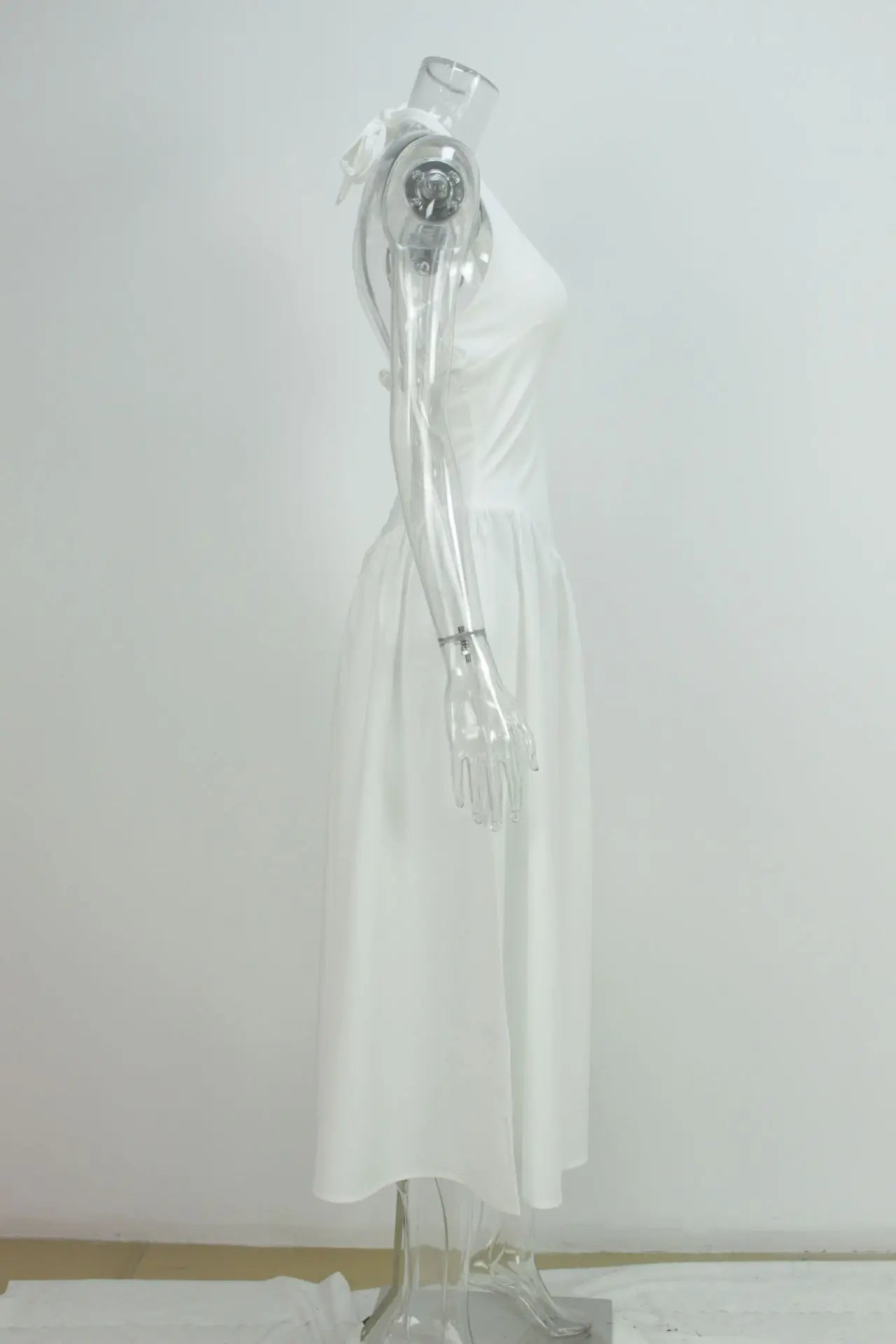 Summer French Style Women Party Dress Socialite Deep V Neck Long Dress Sexy Halter Gathered Waist Slim Fit Solid color Gown