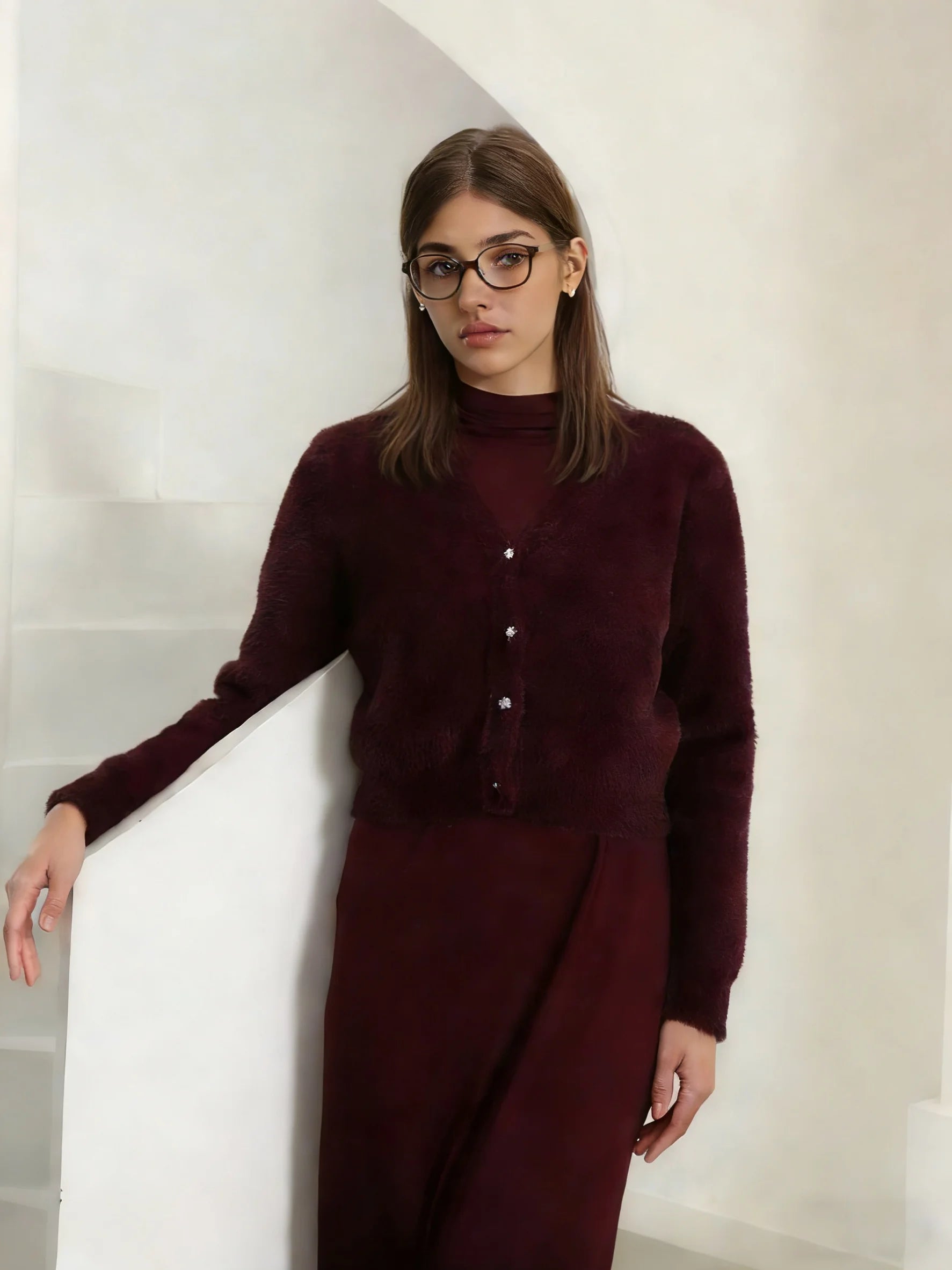 2026 Autumn Winter Women Wine Red Thick Warm Coat