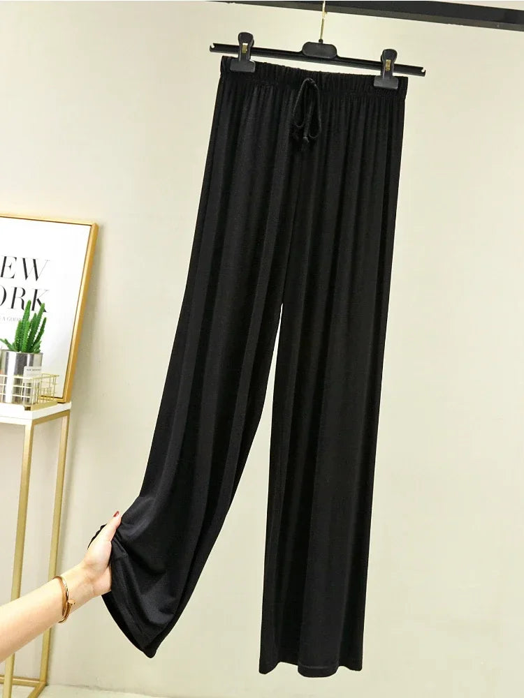 New Spring Summer Modal Women Pants Loose Casual Wide Leg Pants for Women Bottoms Korean Fashion Beige Streetwear Women Clothes