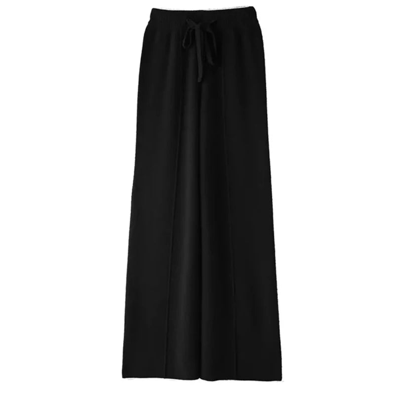 New Women Autumn Winter Wide-Leg Pants 100% Merino Wool High Waist Trousers High Quality Soft Casual Straight Leg Slacks Popular
