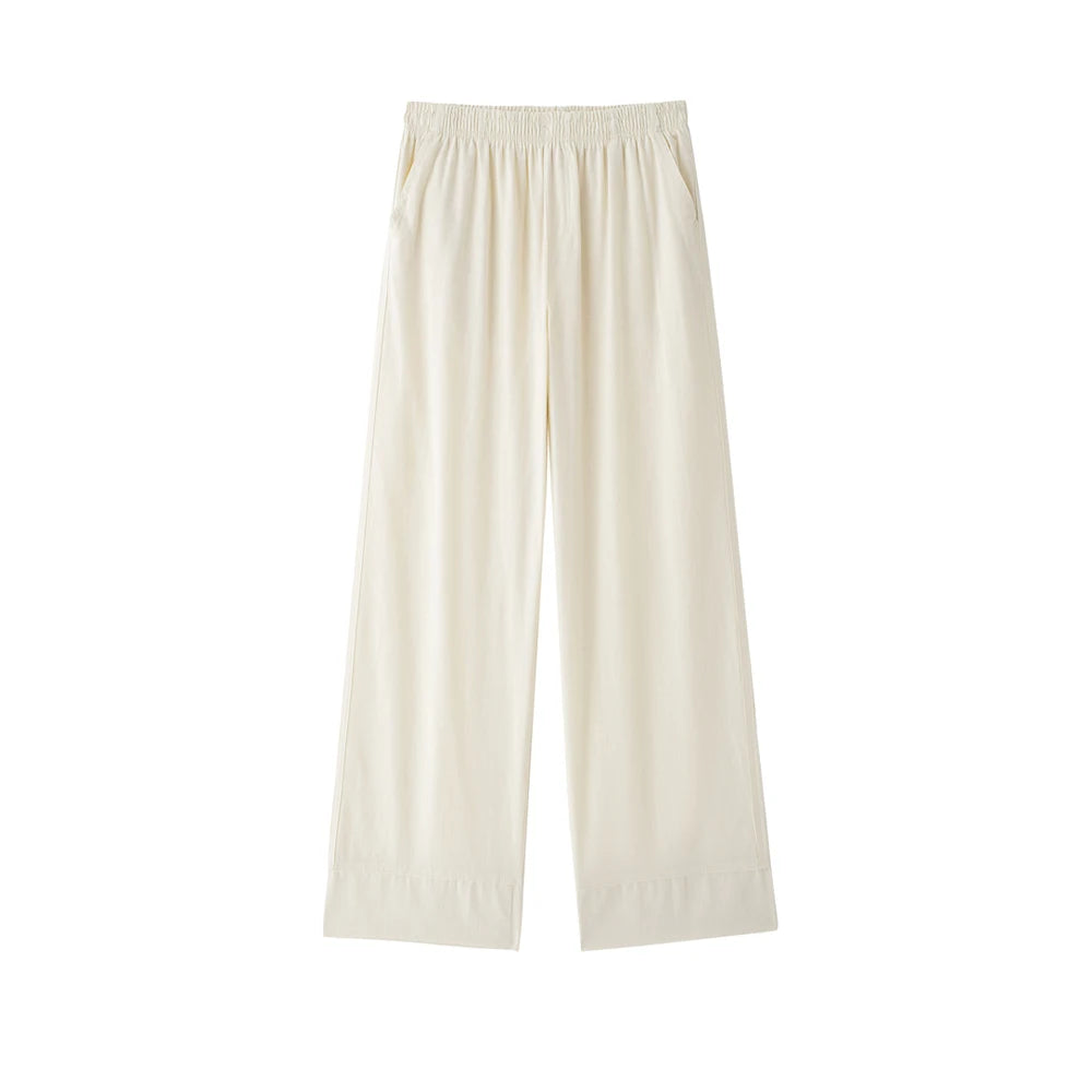 Women Fashion With Tied Loose Kimono Blouses And High Elastic Waist Side Pockets Pants Female Two Piece Sets Mujer