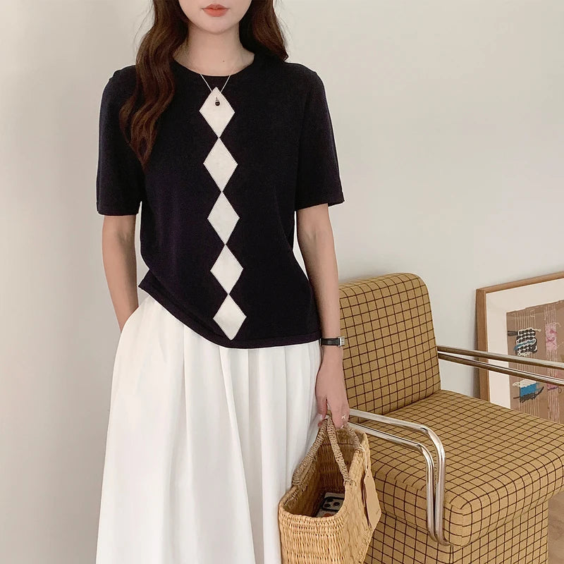 Summer Women's Clothing 100% Cotton T-shirts Short Half Sleeve O Neck Clothes Casual Pullover Basic Female Top