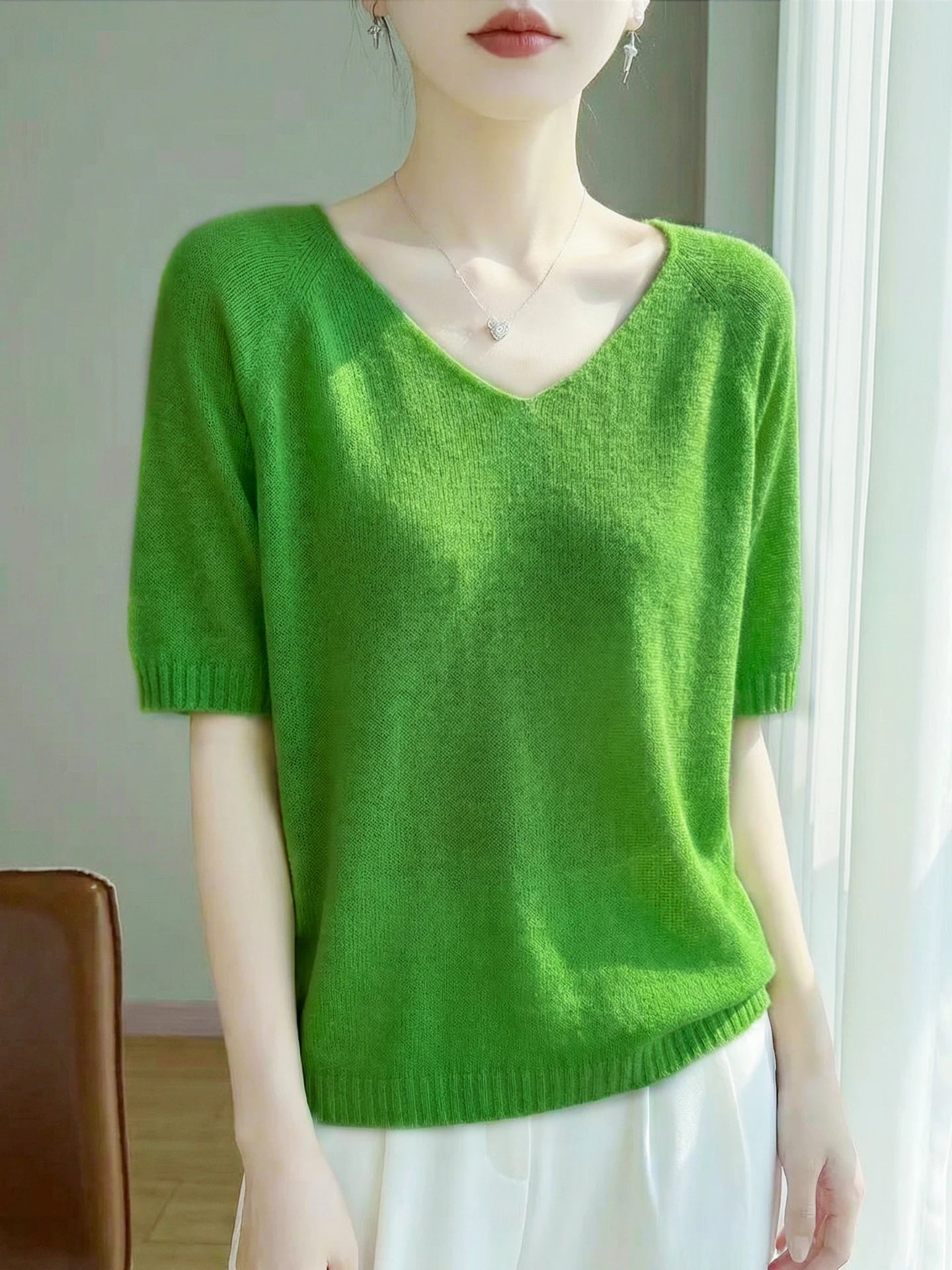 Basic Spring Summer Women's T-Shirts Wool Blend Female Knitwear Loose Pullover Cozy Blouse Half Sleeve Clothing Plus Size Tops