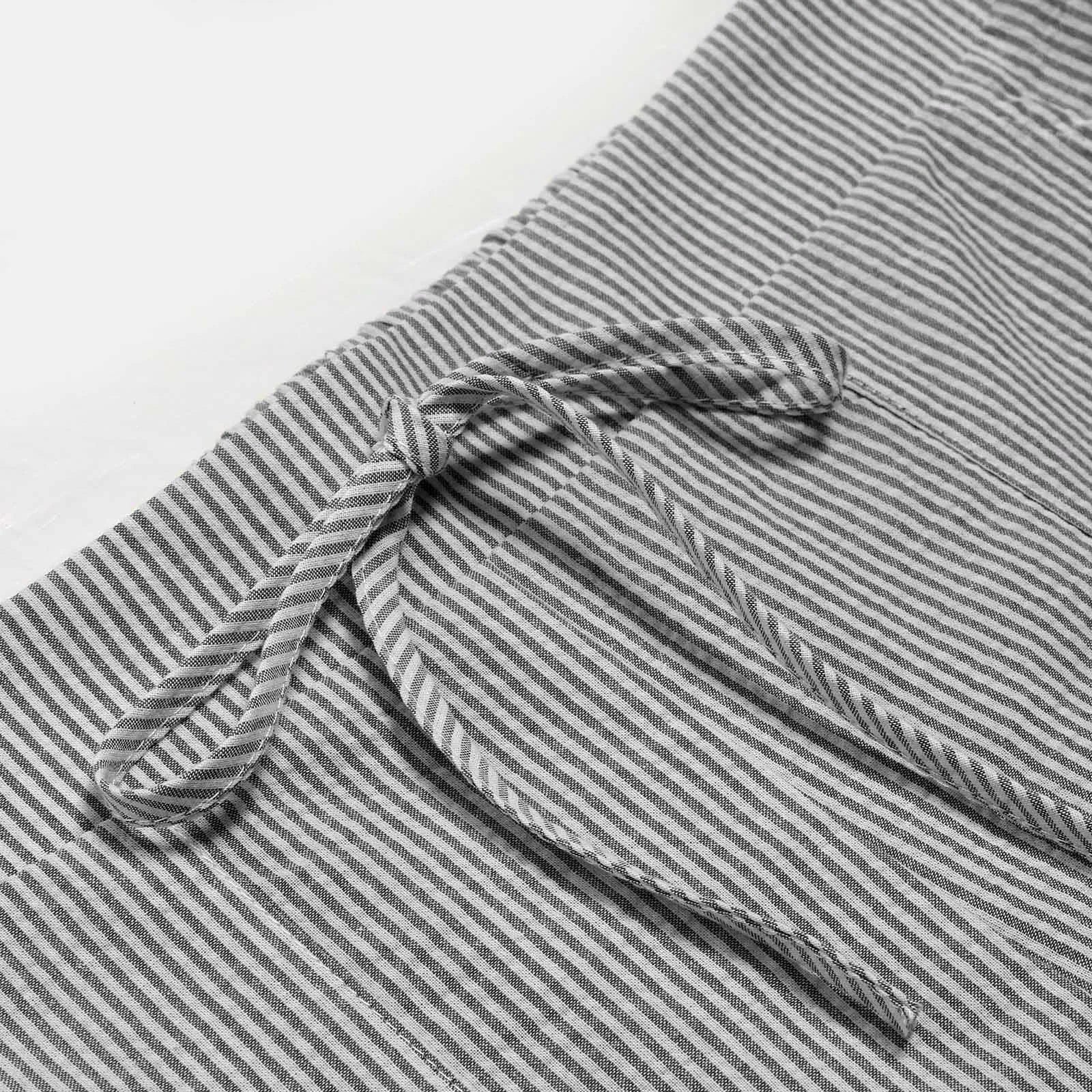 women's fashion Linen Straight Pants Drawstring Elastic high Waist Wide Leg Pants Vertical stripes print Trousers With Pockets