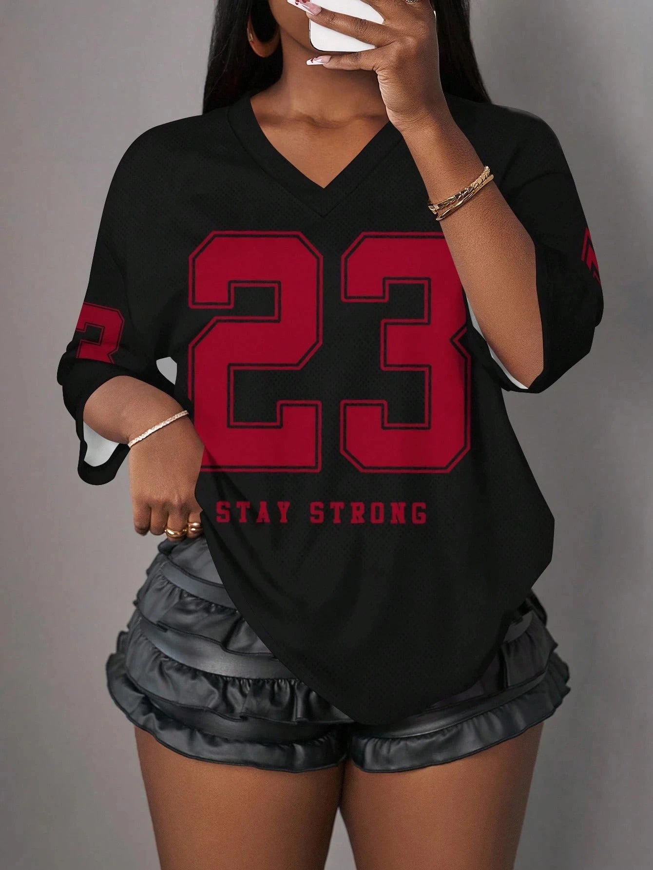  Casual Minimalist Letter NO.23 Graphic T-Shirt For Women Summer Sports Jersey Suitable For Basketball Games Y2k Ladies Clothes