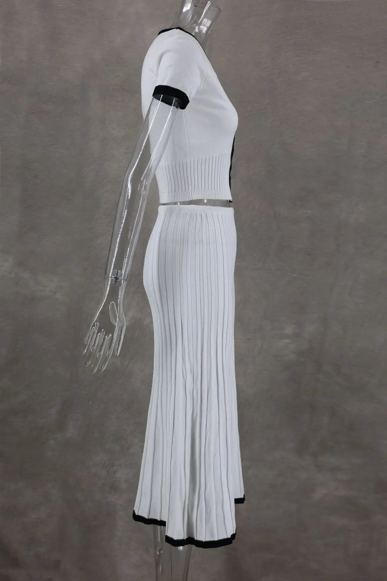 Spring Summer Women White long Skirt Suit Short Sleeve V-neck crop top pleated set elegant dress 2 piece skirt set Outwear