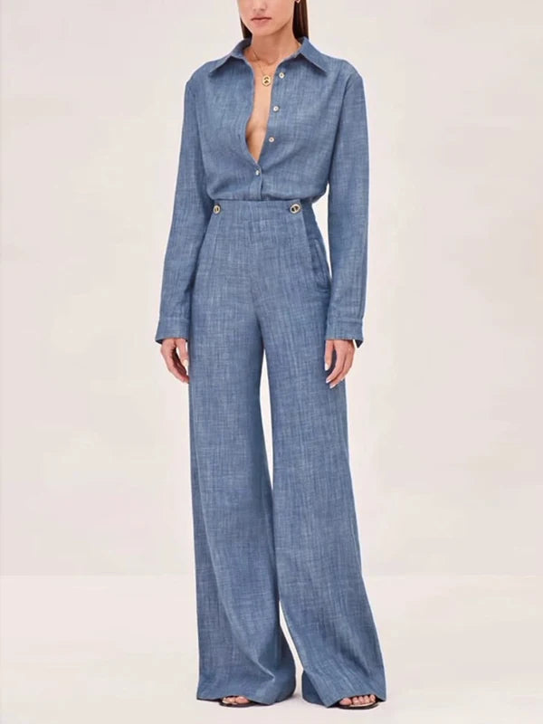 Kristarsgirl Autumn 2025 Simple Urban 2 Pieces Set for Woman Long Shirts Tops High Waisted Long Pants Office Outfits Two Piece