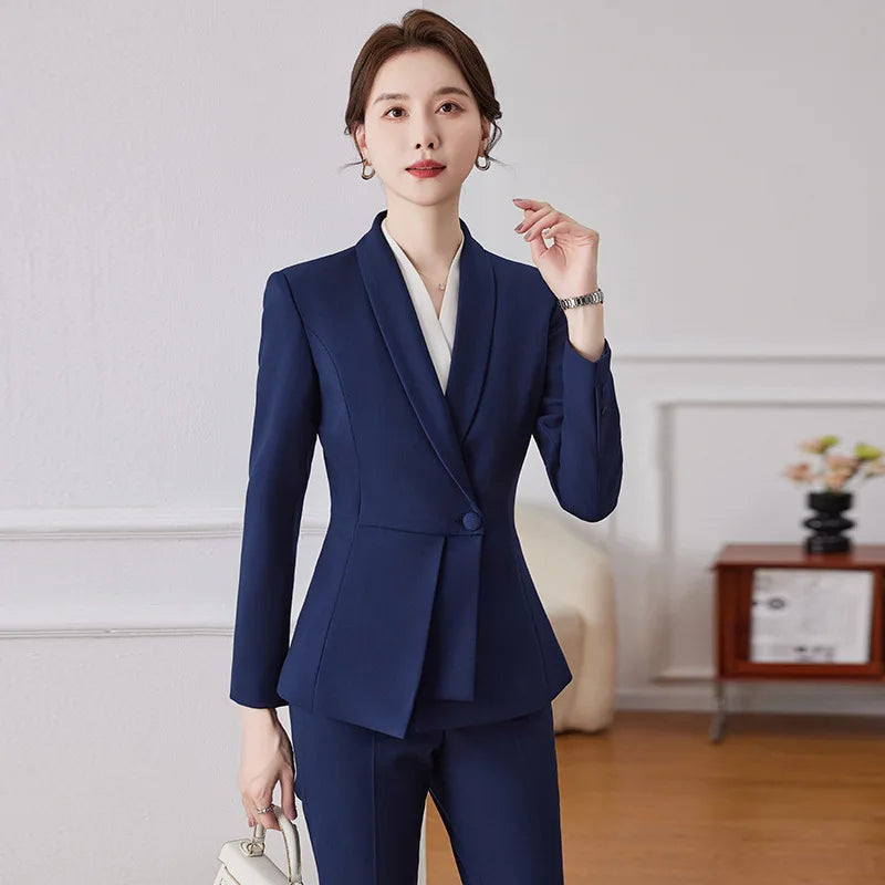 Korean Fashion Skirt Suits for Women Long Sleeve Office Casual Two Piece 2024 New Spring Autumn Button Solid Lapel Pant Suits