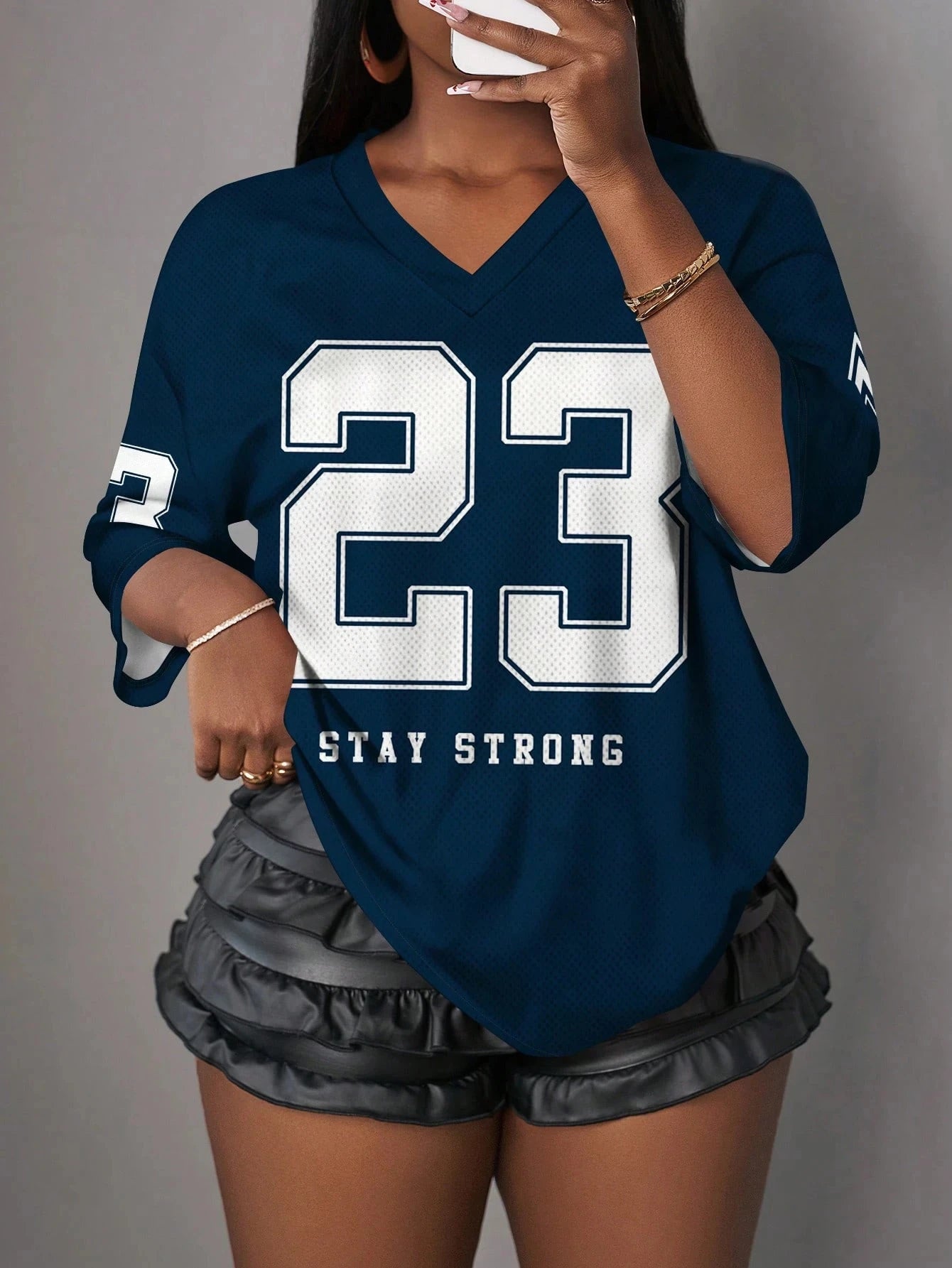  Casual Minimalist Letter NO.23 Graphic T-Shirt For Women Summer Sports Jersey Suitable For Basketball Games Y2k Ladies Clothes