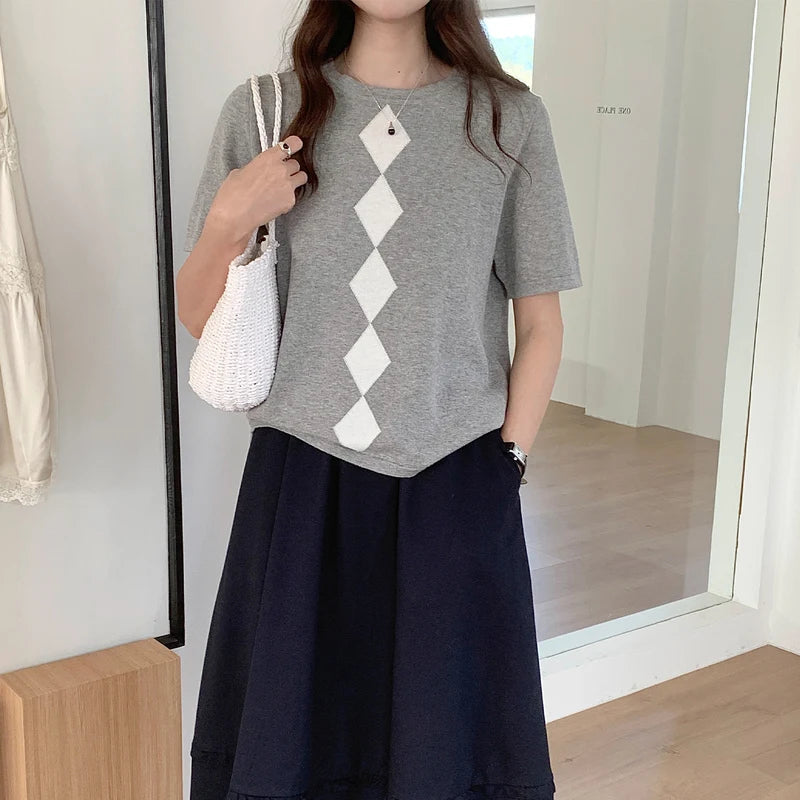 Summer Women's Clothing 100% Cotton T-shirts Short Half Sleeve O Neck Clothes Casual Pullover Basic Female Top