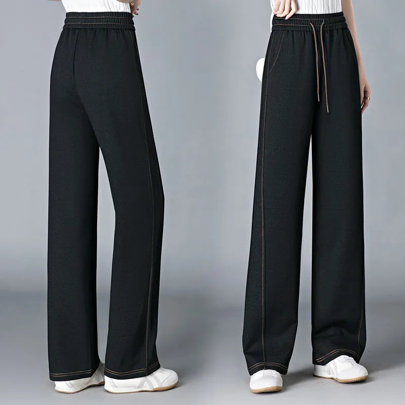 New Korean Casual And Fashion High Waisted Wide Leg Pants Women'S In Spring And Autumn Loose And Versatile Straight Leg Trousers