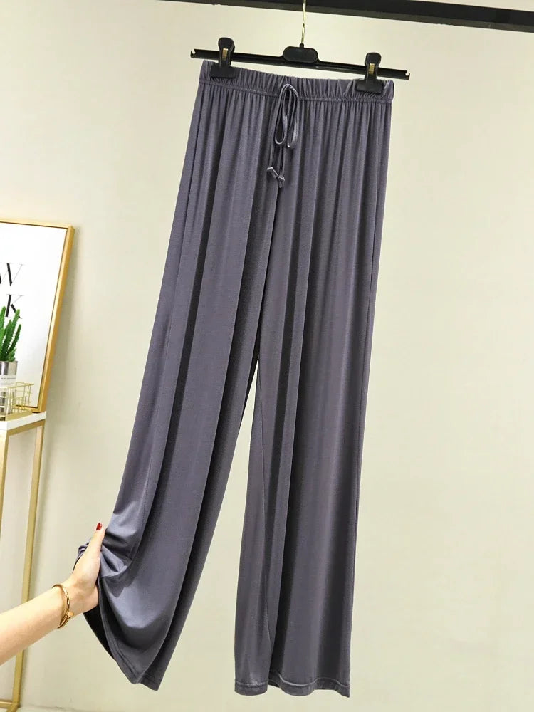 New Spring Summer Modal Women Pants Loose Casual Wide Leg Pants for Women Bottoms Korean Fashion Beige Streetwear Women Clothes