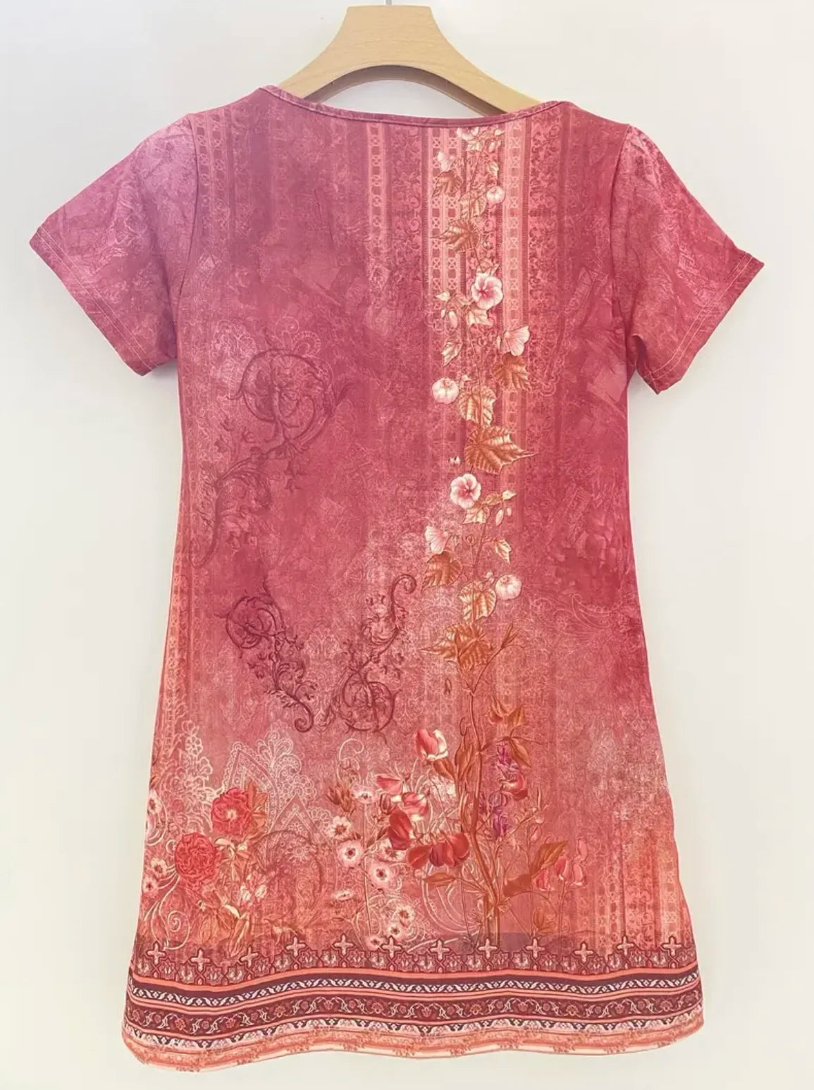 2024 Women Summer Dress Boho V Neck Short Sleeve Vintage Print Flower Dress Female Casual Holiday Beach Loose Dresses Vestidos