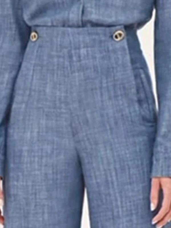 Kristarsgirl Autumn 2025 Simple Urban 2 Pieces Set for Woman Long Shirts Tops High Waisted Long Pants Office Outfits Two Piece