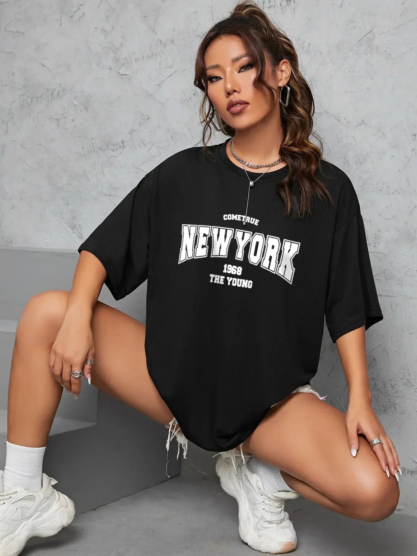 Shirts for Women 1968 The New York Is Young Women Tshirts Oversize Creativity Streettshirt Short Sleeve Clothes Graphic T Shirts