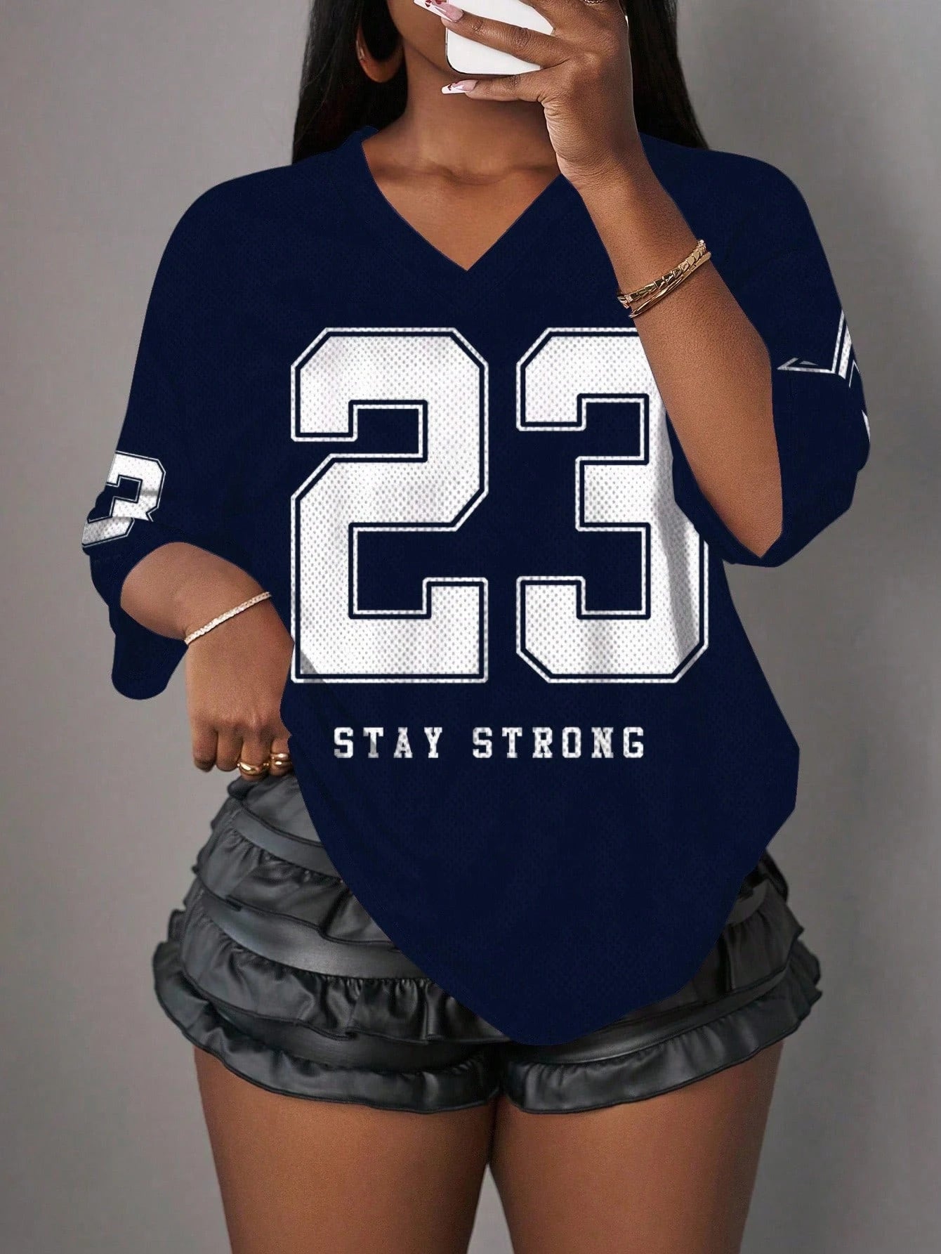  Casual Minimalist Letter NO.23 Graphic T-Shirt For Women Summer Sports Jersey Suitable For Basketball Games Y2k Ladies Clothes